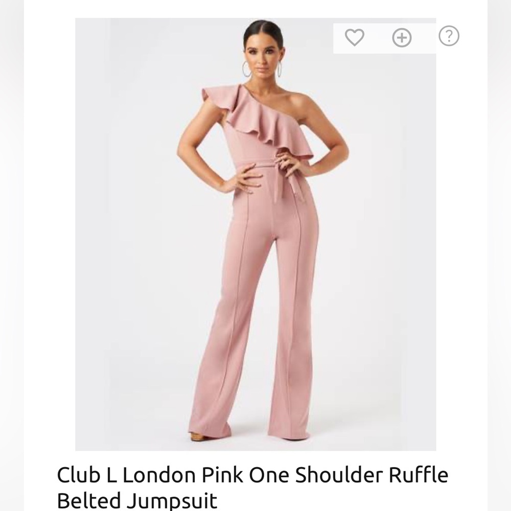 Club L London Blush One-Shoulder Ruffle Jumpsuit